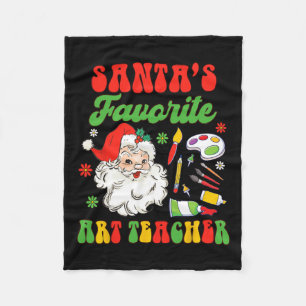 Christmas Art Teacher Painting Santa's Favourite A Fleece Blanket