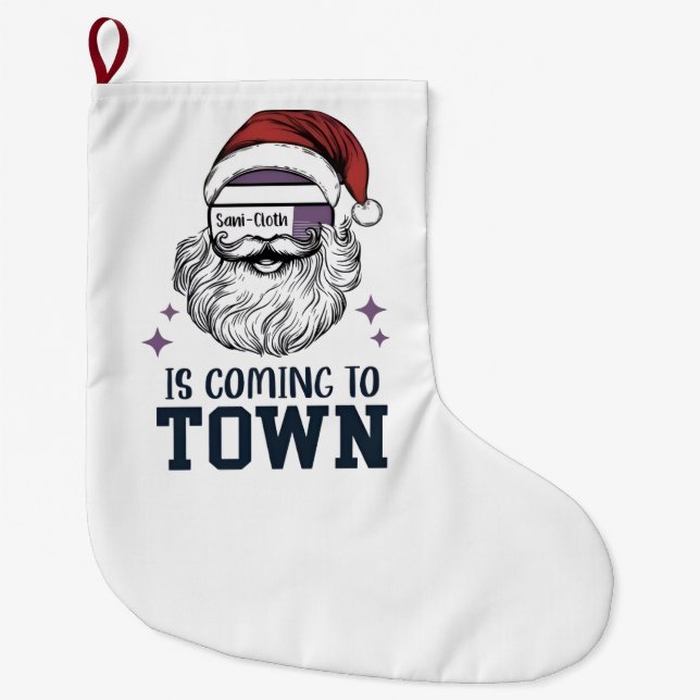 Christmas Assistant RN Nurse Santa Xmas Large Christmas Stocking (Front)