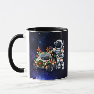 Christmas Astronaut Decorating a Lunar Rover Mug