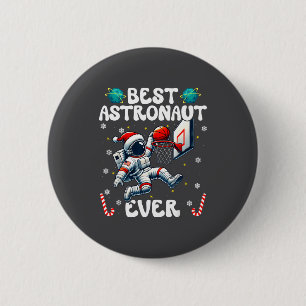 Christmas Astronaut Ever Santa Hat Snowflakes Cand 6 Cm Round Badge