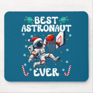 Christmas Astronaut Ever Santa Hat Snowflakes Cand Mouse Pad