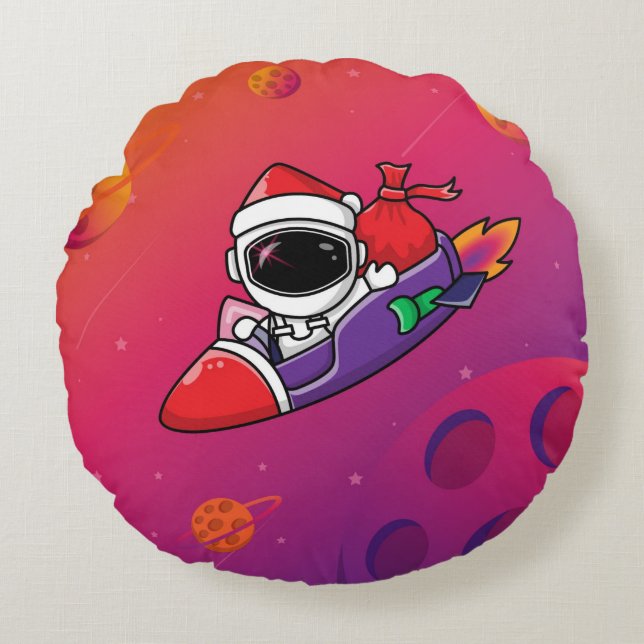 Christmas Astronauts  Round Pillow (Front)