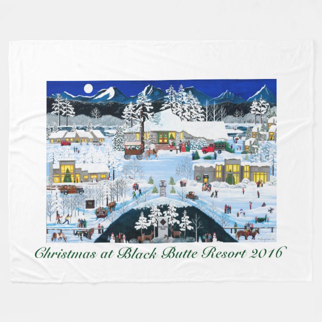 Christmas at Black Butte Resort Fleece Blanket (Front (Horizontal))