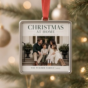 Christmas at Home Personalised Family Photo Metal Tree Decoration