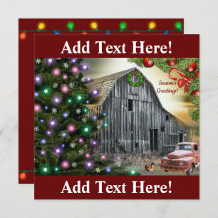 Christmas At The Barn Farm Truck Hen Thank You Card