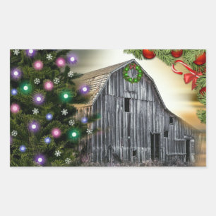 Christmas At The Barn Rectangular Sticker