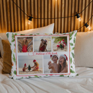 Christmas At The Beach 5 Photo Collage Modern Decorative Cushion