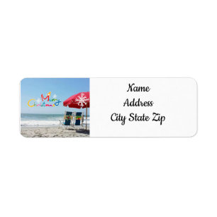 CHRISTMAS AT THE BEACH *CHRISTMAS* ADDRESS LABEL