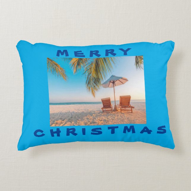 "CHRISTMAS AT THE BEACH* DECORATIVE CUSHION (Front)
