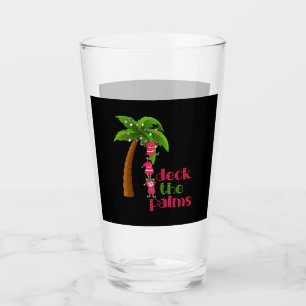 CHRISTMAS AT THE BEACH graphic SANTAS ELVES PALM Glass