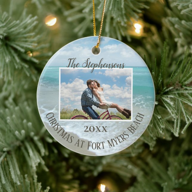 Christmas at the Beach Ornament Family Photo (Tree)