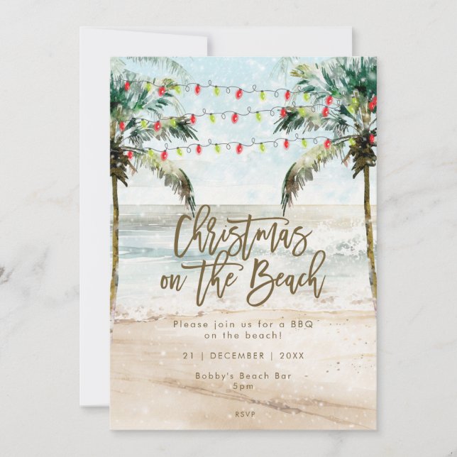 Christmas at the beach party invitation (Front)