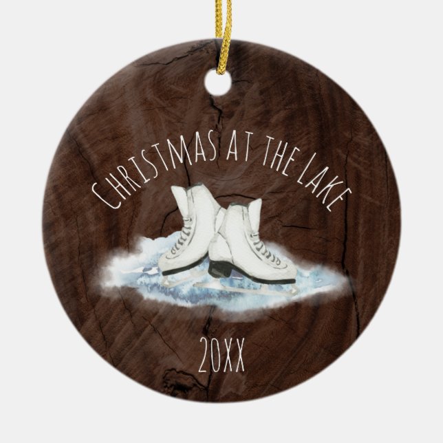 Christmas at the Lake Ceramic Ornament (Front)