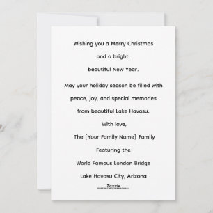Christmas at the London Bridge Lake Havasu Arizona Holiday Card
