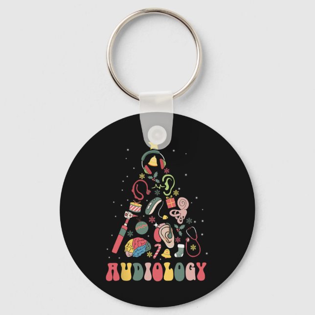 Christmas Audiology Tree Audiologist Christmas  Key Ring (Front)