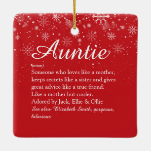 Christmas Aunt, Auntie Definition Script Holidays Ceramic Ornament