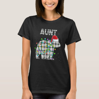 Christmas Aunt Bear Black White Plaid Xmas Matchin T-Shirt
