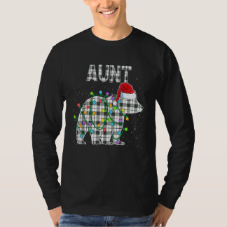 Christmas Aunt Bear Black White Plaid Xmas Matchin T-Shirt