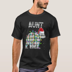 Christmas Aunt Bear Black White Plaid Xmas Matchin T-Shirt