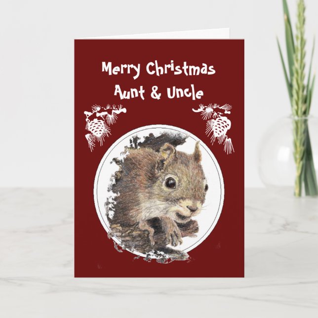 Christmas Aunt & Uncle from group Humour Squirrel Holiday Card (Front)