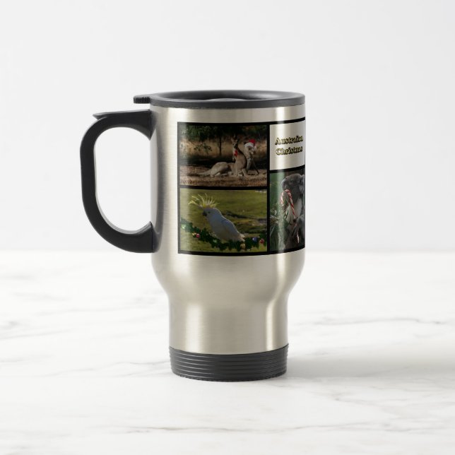 Christmas Aussie Style Animals Travel Mug (Left)