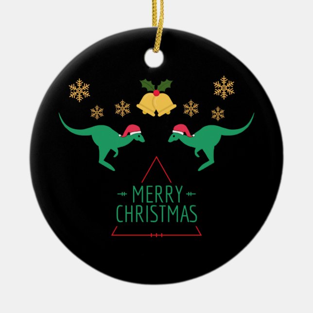Christmas Australia Kangaroo Ceramic Tree Decoration (Front)
