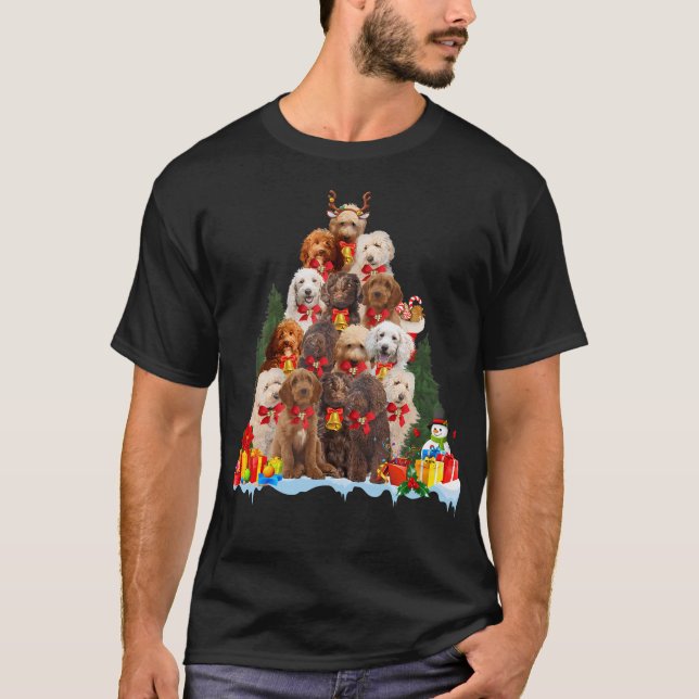 Christmas 	 Australian Labradoodle Xmas Tree Gifts T-Shirt (Front)