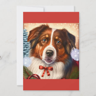 Christmas Australian Shepard Dog Gift T-Shirt Holiday Card