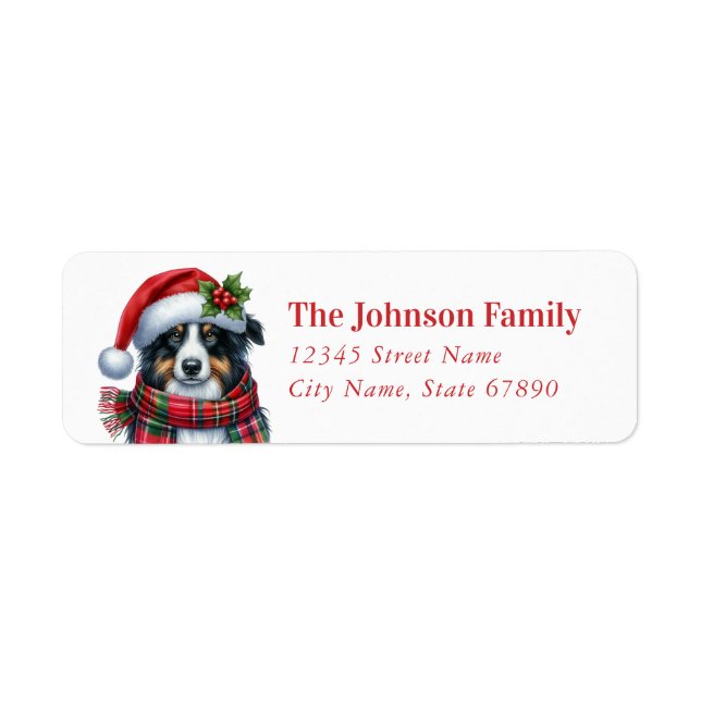 Christmas Australian Shepard Return Address Labels (Front)