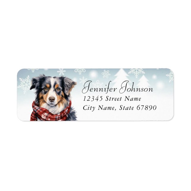 Christmas Australian Shepard Return Address Labels (Front)