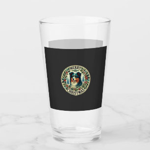 Christmas Australian Shephard Glass