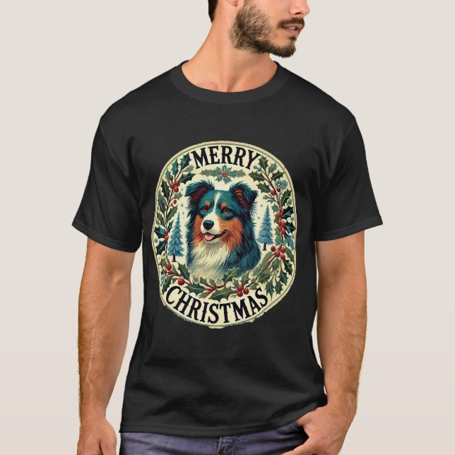 Christmas Australian Shephard T-Shirt (Front)