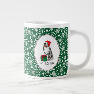 Christmas Australian Shepherd (blue merle tan/w 1) Large Coffee Mug