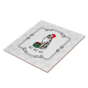 Christmas Australian Shepherd (blue merle tan/w 1) Tile