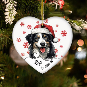 Christmas Australian Shepherd Dog Personalised Ceramic Tree Decoration