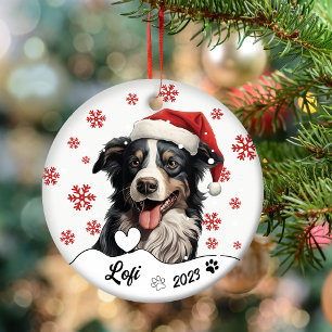 Christmas Australian Shepherd Dog Personalised Ceramic Tree Decoration