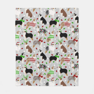 Christmas Australian Shepherd Fleece Blanket