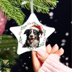 Christmas Australian Shepherd Personalised Ceramic Tree Decoration