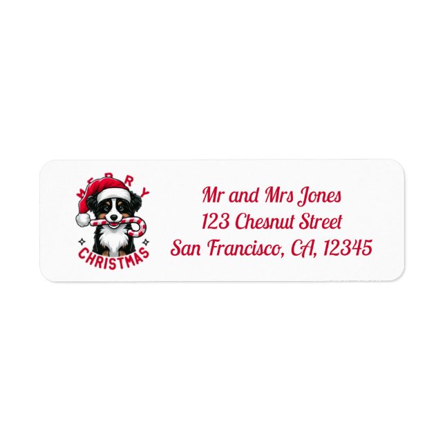 Christmas Australian Shepherd Return address (Front)