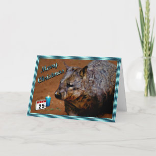 CHRISTMAS AUSTRALIAN WOMBAT Xmas animal Holiday Card