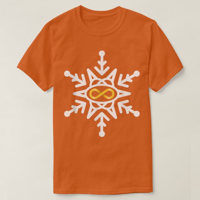Christmas Autism Awareness Snowflake Gold Infinity T-Shirt (Design Front)