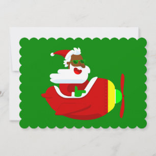 christmas aviator aeroplane pilot black santa invitation