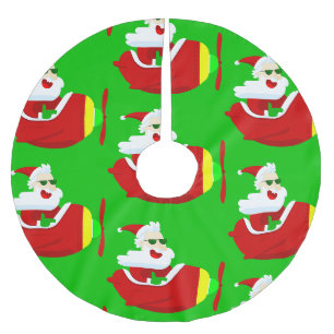 christmas aviator aeroplane pilot santa claus funn brushed polyester tree skirt