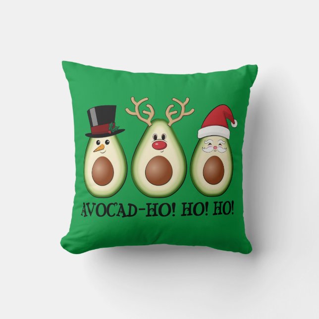 Christmas Avocado Frosty, Rudolph, and Santa Cushion (Front)