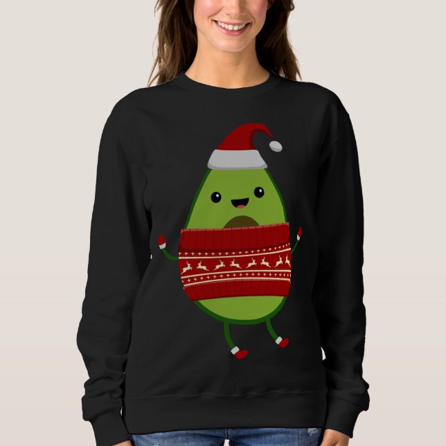 Christmas Avocado With Santa Hat And Ugly Sweater  (Front)