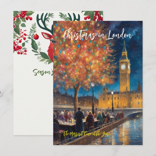 'Christmas Away in London' Greeting Card (Front/Back)