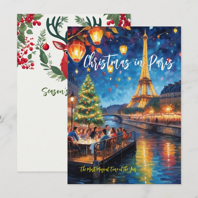 'Christmas Away in Paris' Greeting Card (Front/Back)