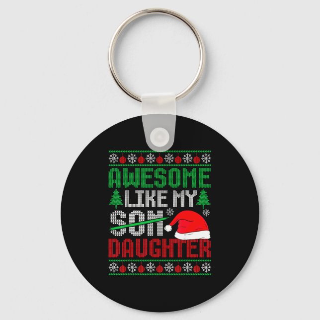 Christmas Awesome Like My Daughter Santa Hat Ugly  Key Ring (Front)