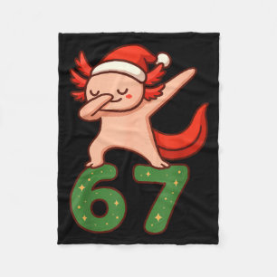 Christmas Axolotl Dabbing 67 Meme Six Seven Funny  Fleece Blanket