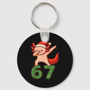 Christmas Axolotl Dabbing 67 Meme Six Seven Funny Key Ring